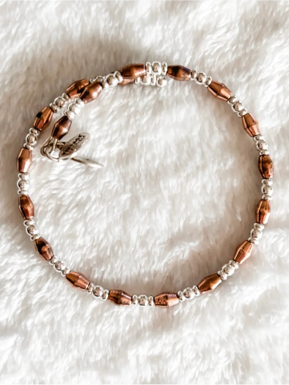 Alex and Ani Two-Tone Beaded Wrap Bracelet - Silver & Rose Gold